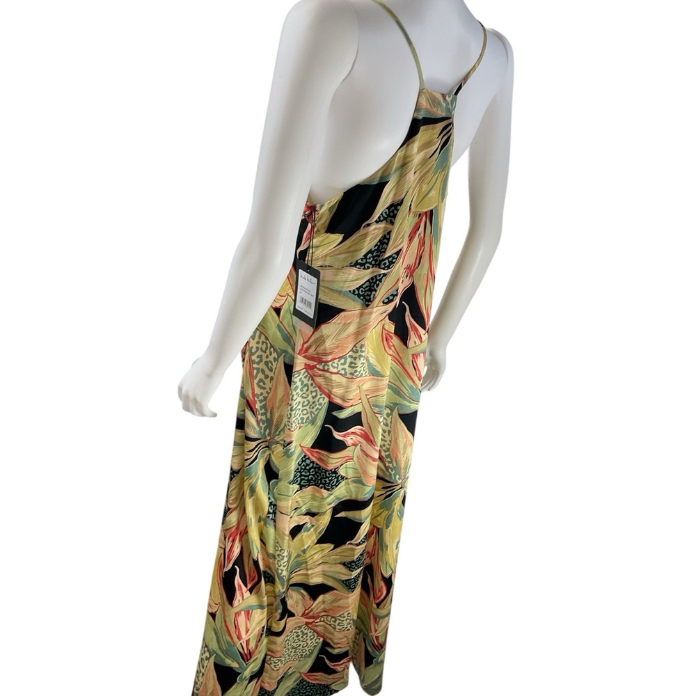 Nicole Miller Tropical Floral Halter Maxi Dress Strappy Racerback M Boho - Picture 3 of 7